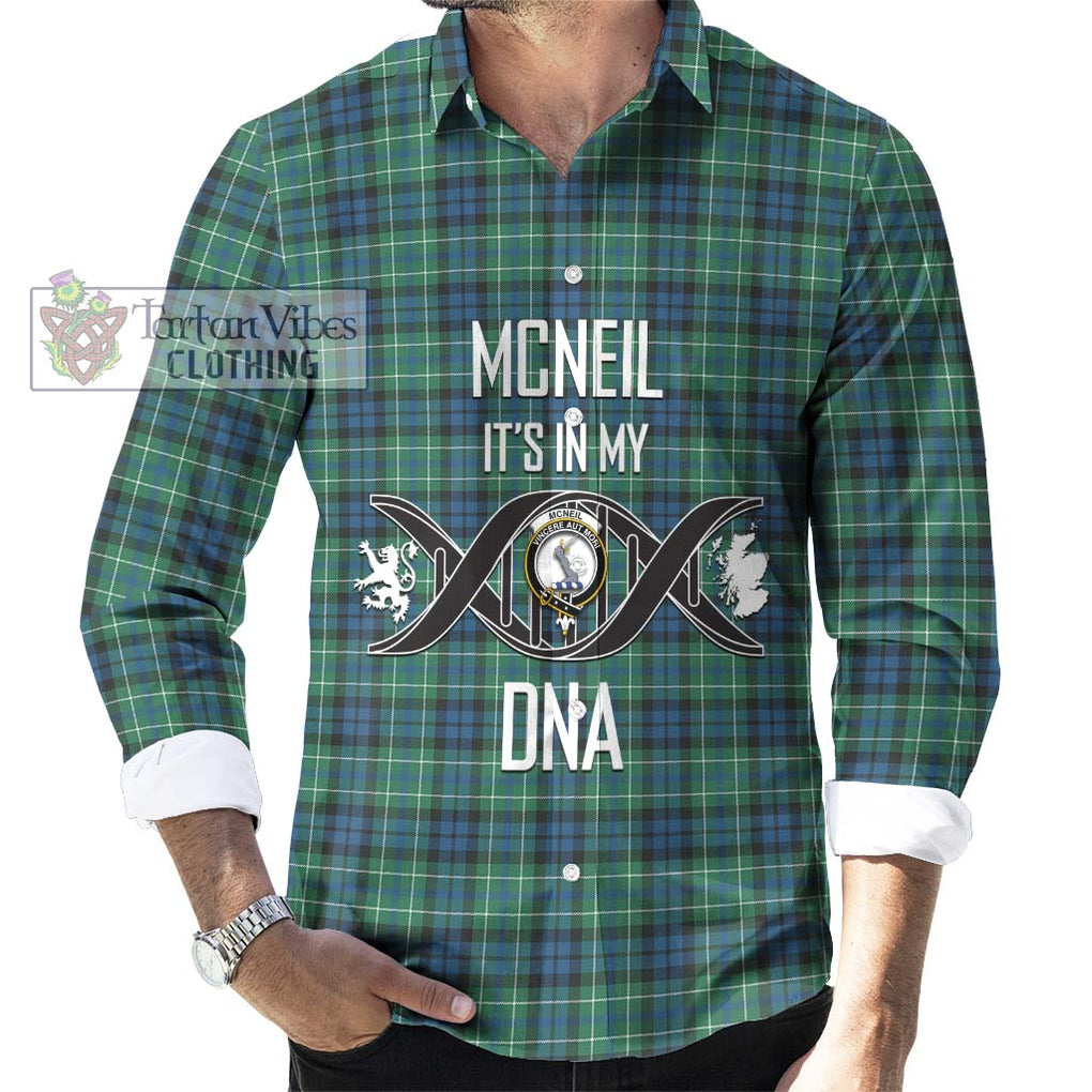 McNeil of Colonsay Ancient Tartan Long Sleeve Button Shirt with Family Crest DNA In Me Style Men's Shirt S - Tartanvibesclothing Shop