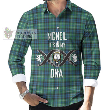 McNeil of Colonsay Ancient Tartan Long Sleeve Button Shirt with Family Crest DNA In Me Style Men's Shirt S - Tartanvibesclothing Shop