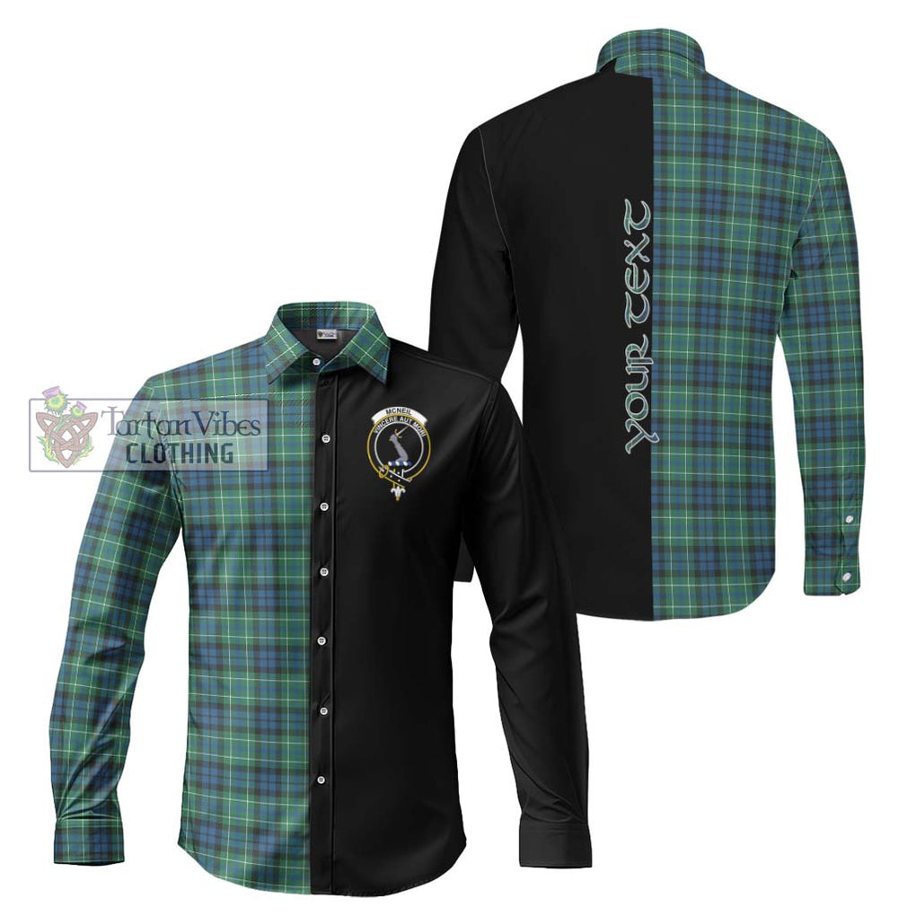 McNeil of Colonsay Ancient Tartan Long Sleeve Button Shirt with Family Crest and Half Of Me Style Men's Shirt S - Tartanvibesclothing Shop