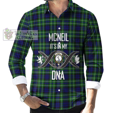 McNeil of Colonsay Modern Tartan Long Sleeve Button Shirt with Family Crest DNA In Me Style Men's Shirt S - Tartanvibesclothing Shop