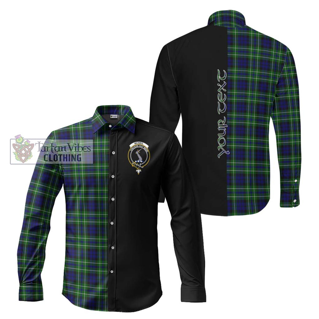 McNeil of Colonsay Modern Tartan Long Sleeve Button Shirt with Family Crest and Half Of Me Style Men's Shirt S - Tartanvibesclothing Shop