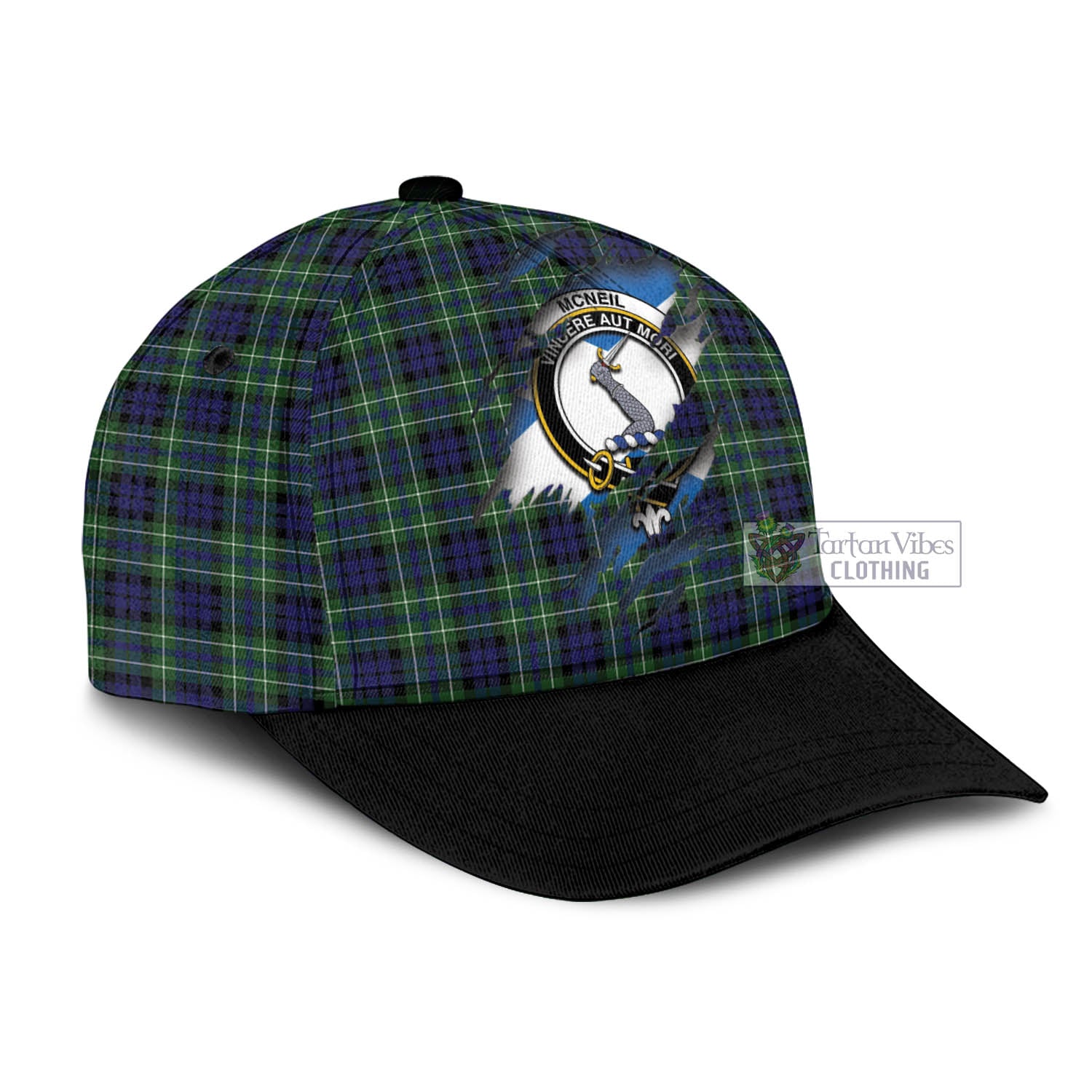 Tartan Vibes Clothing McNeil of Colonsay Modern Tartan Classic Cap with Family Crest In Me Style