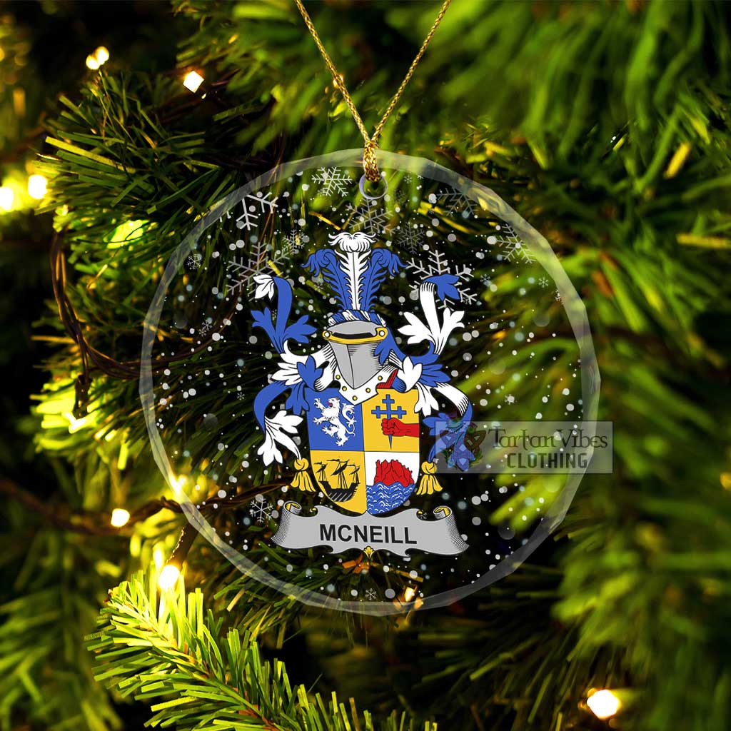 Tartan Vibes Clothing McNeill Irish Clan Christmas Glass Ornament with Coat of Arms