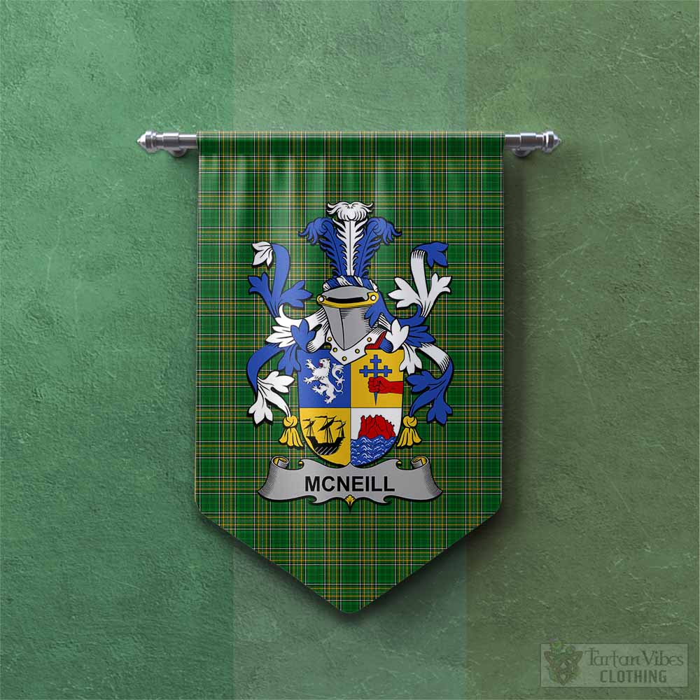 Tartan Vibes Clothing McNeill Irish Clan Tartan Gonfalon, Tartan Banner with Coat of Arms