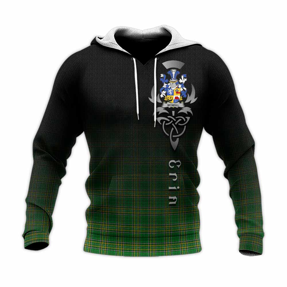 Tartan Vibes Clothing McNeill Irish Clan Knitted Hoodie with Coat of Arms Erin Go Bragh Celtic Inspired