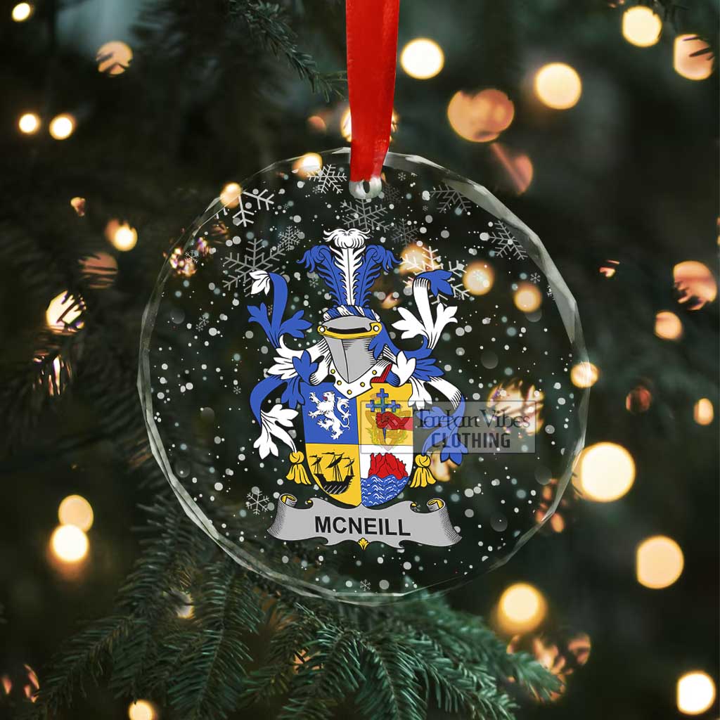 Tartan Vibes Clothing McNeill Irish Clan Christmas Glass Ornament with Coat of Arms