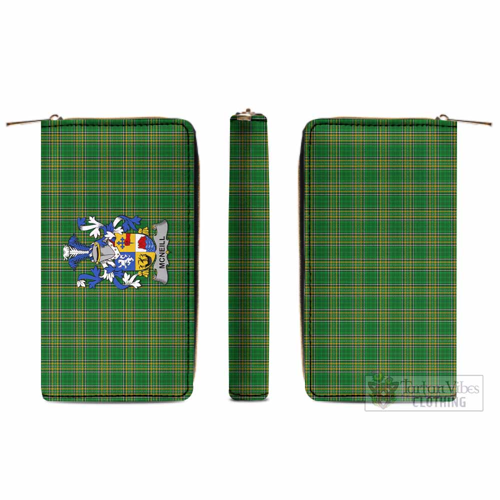 Tartan Vibes Clothing McNeill Irish Clan Tartan Women's Leather Wallet with Coat of Arms