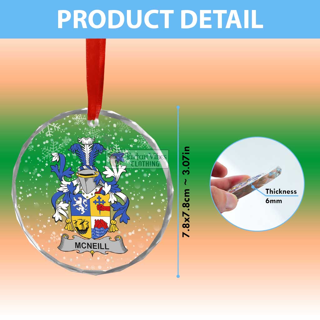 Tartan Vibes Clothing McNeill Irish Clan Christmas Glass Ornament with Coat of Arms