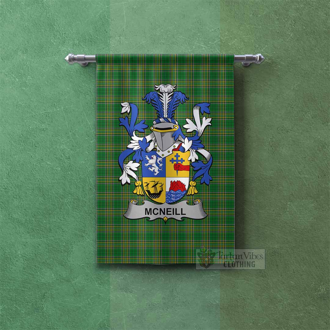 Tartan Vibes Clothing McNeill Irish Clan Tartan Gonfalon, Tartan Banner with Coat of Arms