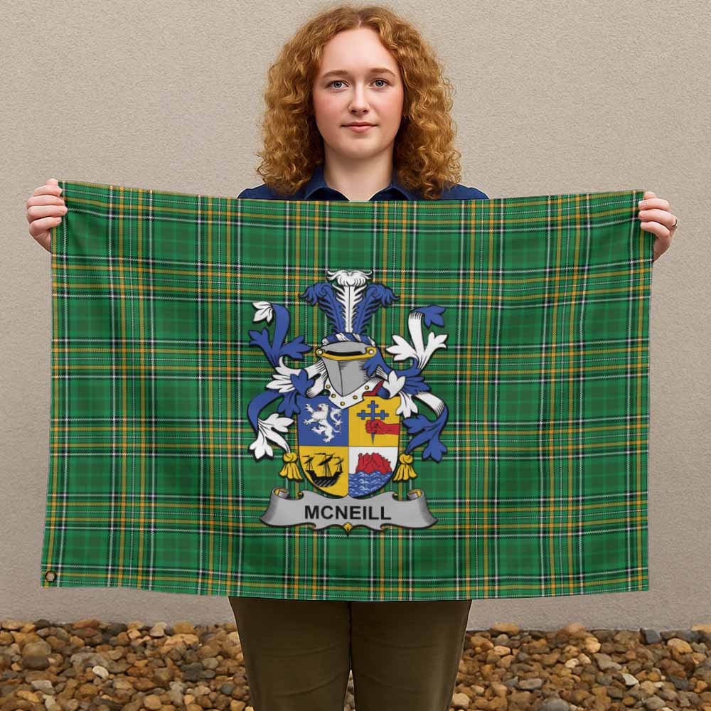 Tartan Vibes Clothing McNeill Irish Clan Tartan House Flag with Coat of Arms