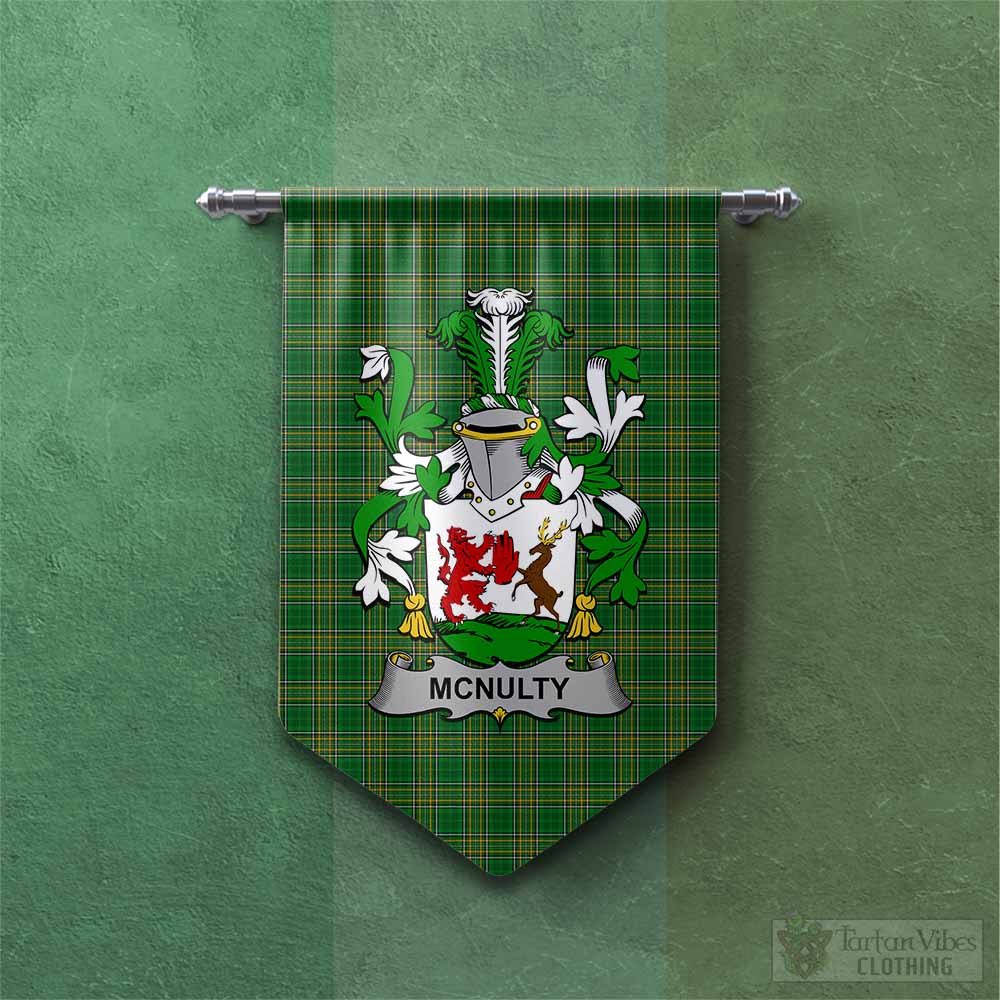 McNulty Irish Clan Tartan Gonfalon, Tartan Banner with Coat of Arms Chevron - Tartan Vibes Clothing