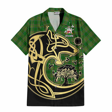 McNulty Irish Tartan Hawaiian Shirt with Coat of Arms Celtic Wolf Style Kid - Tartan Vibes Clothing