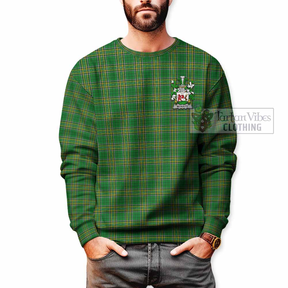 McNulty Irish Clan Tartan Sweatshirt with Coat of Arms - Tartan Vibes Clothing