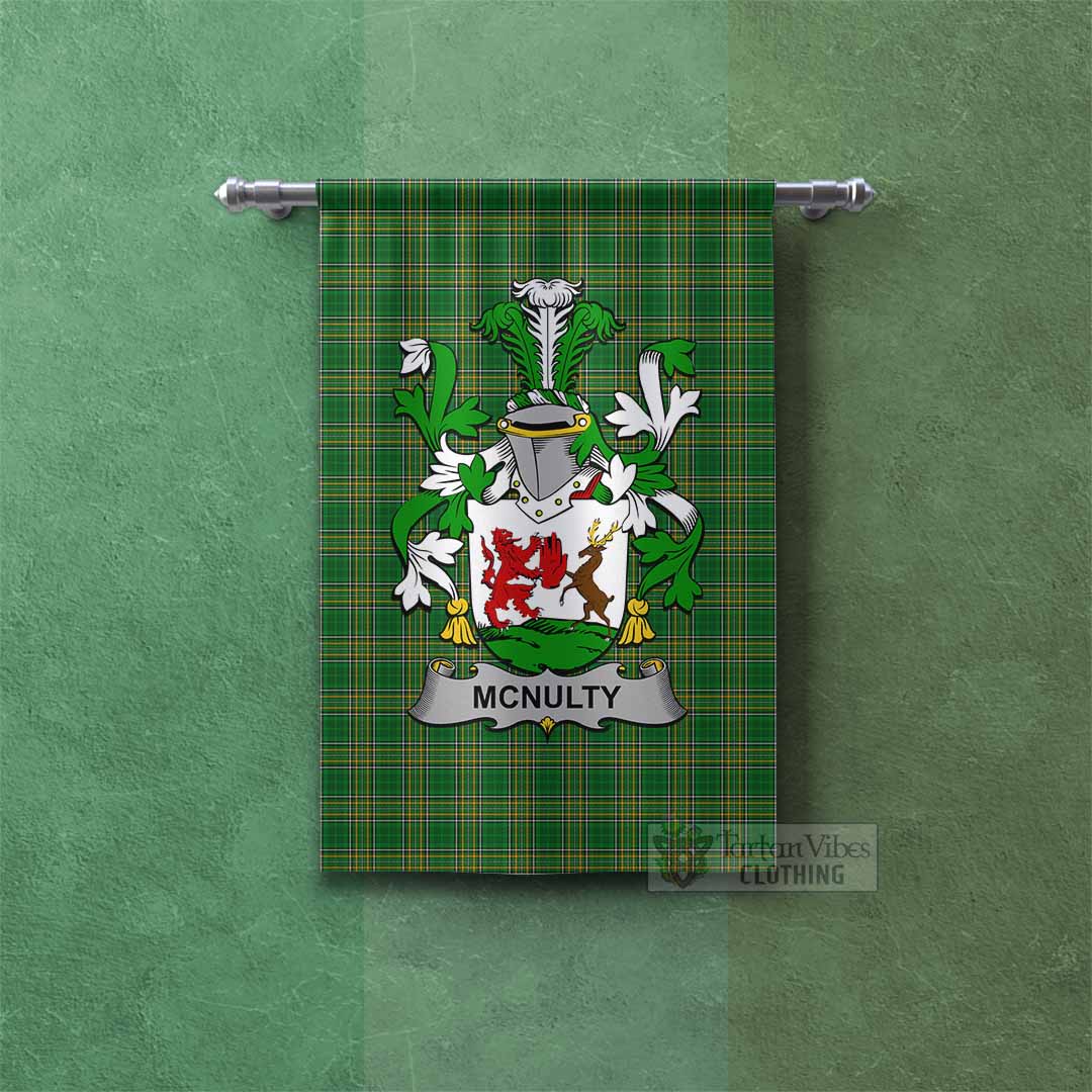 McNulty Irish Clan Tartan Gonfalon, Tartan Banner with Coat of Arms Rectangle - Tartan Vibes Clothing