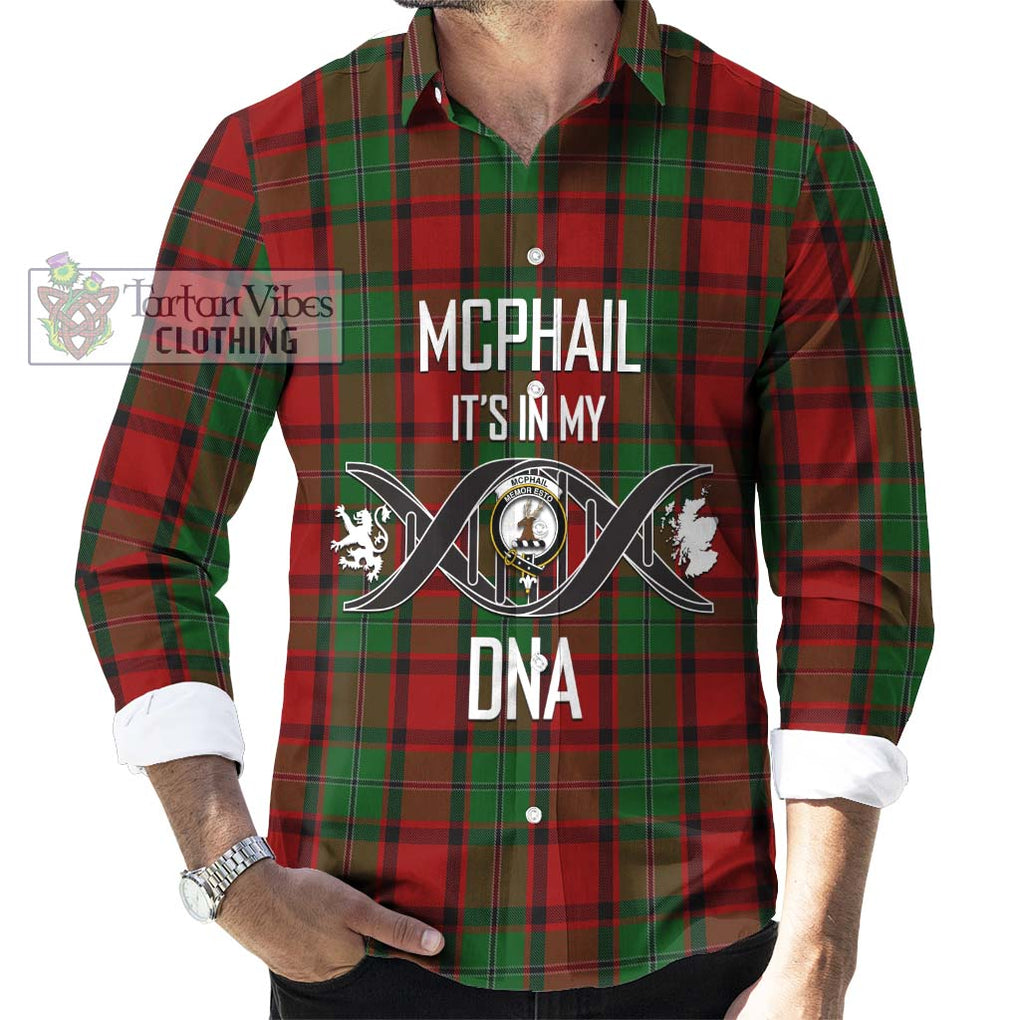 McPhail Tartan Long Sleeve Button Shirt with Family Crest DNA In Me Style Men's Shirt S - Tartanvibesclothing Shop