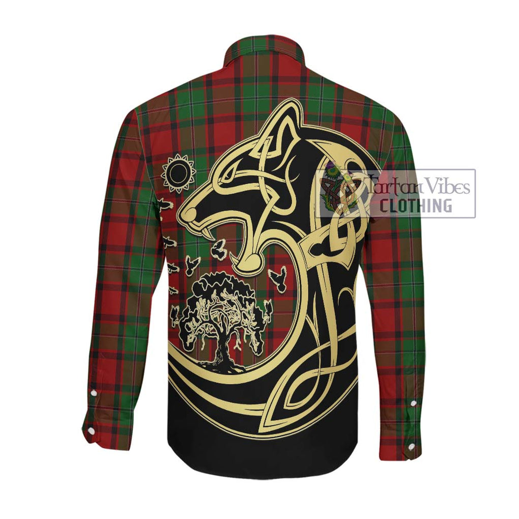 McPhail Tartan Long Sleeve Button Shirt with Family Crest Celtic Wolf Style Men's Shirt - Tartan Vibes Clothing
