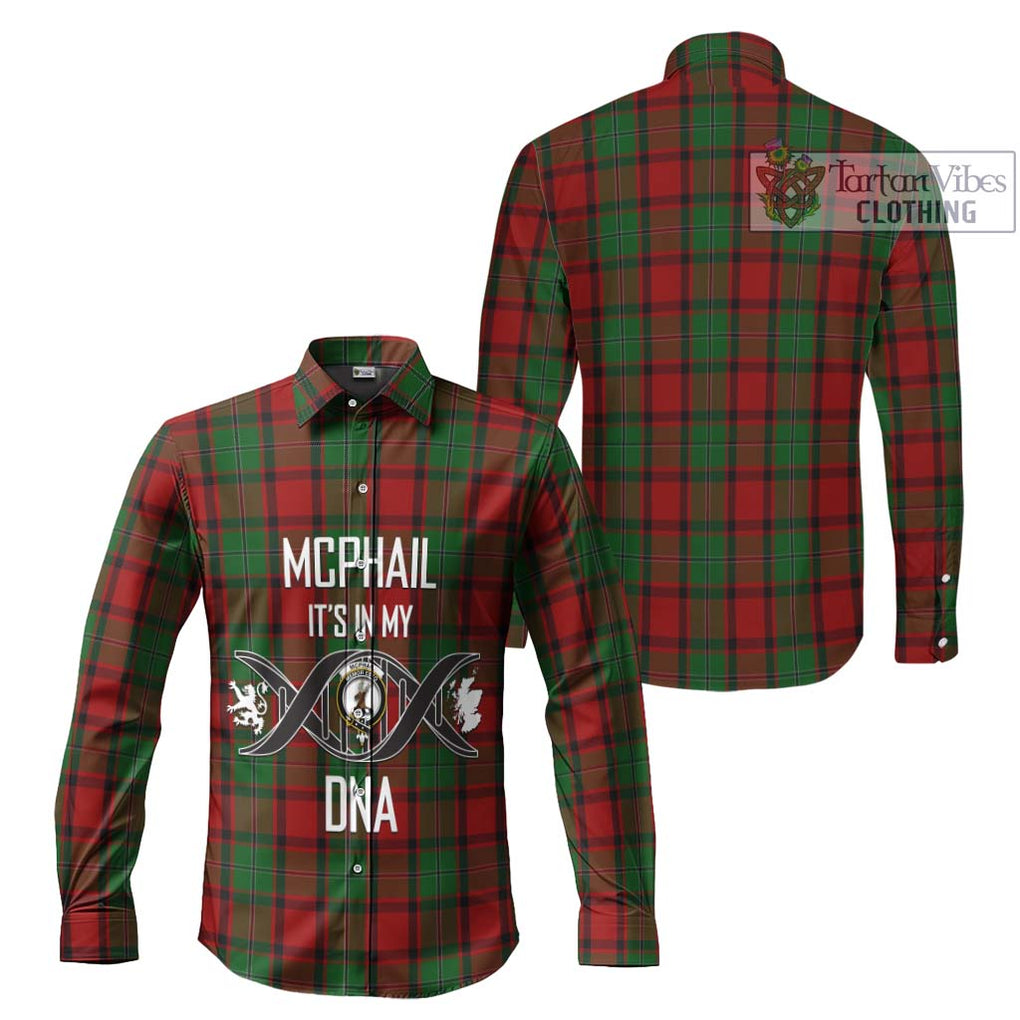 McPhail Tartan Long Sleeve Button Shirt with Family Crest DNA In Me Style Men's Shirt - Tartanvibesclothing Shop