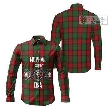 McPhail Tartan Long Sleeve Button Shirt with Family Crest DNA In Me Style Men's Shirt - Tartanvibesclothing Shop