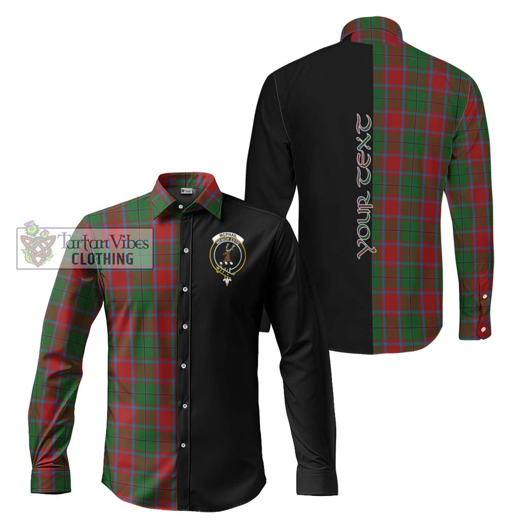 McPhail Blue Bands Tartan Long Sleeve Button Shirt with Family Crest and Half Of Me Style Men's Shirt S - Tartanvibesclothing Shop