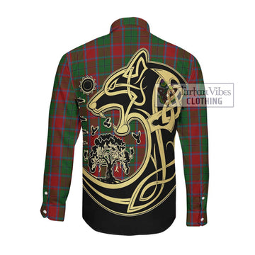McPhail Blue Bands Tartan Long Sleeve Button Shirt with Family Crest Celtic Wolf Style Men's Shirt - Tartan Vibes Clothing