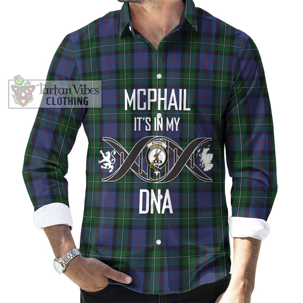 McPhail Hunting Tartan Long Sleeve Button Shirt with Family Crest DNA In Me Style Men's Shirt S - Tartanvibesclothing Shop