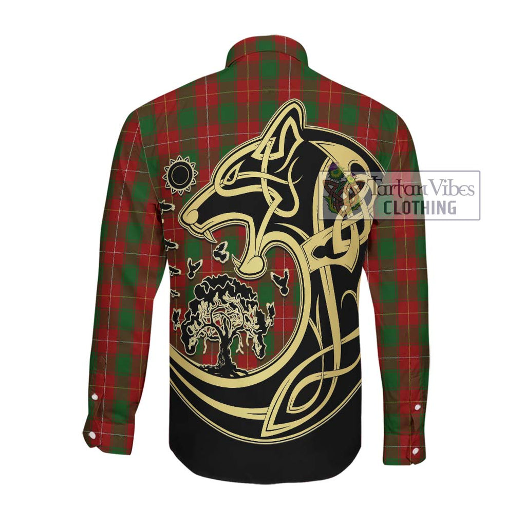 McPhee Tartan Long Sleeve Button Shirt with Family Crest Celtic Wolf Style Men's Shirt - Tartan Vibes Clothing
