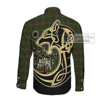 McPhee Hunting Tartan Long Sleeve Button Shirt with Family Crest Celtic Wolf Style Men's Shirt - Tartan Vibes Clothing