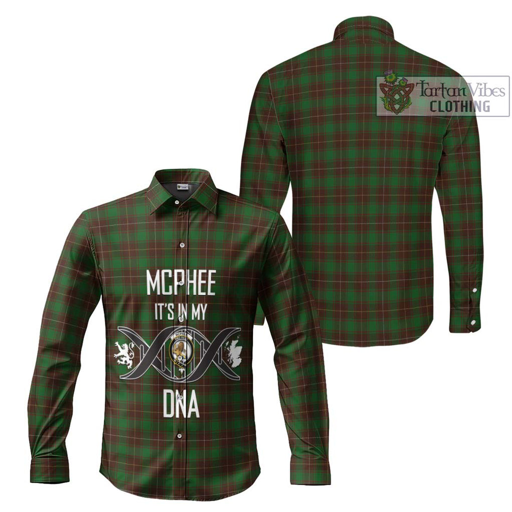 McPhee Hunting Tartan Long Sleeve Button Shirt with Family Crest DNA In Me Style Men's Shirt - Tartanvibesclothing Shop