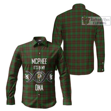 McPhee Hunting Tartan Long Sleeve Button Shirt with Family Crest DNA In Me Style Men's Shirt - Tartanvibesclothing Shop