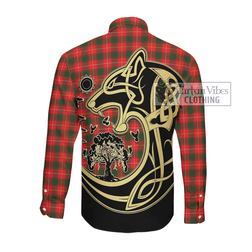 McPhee Modern Tartan Long Sleeve Button Shirt with Family Crest Celtic Wolf Style Men's Shirt - Tartan Vibes Clothing