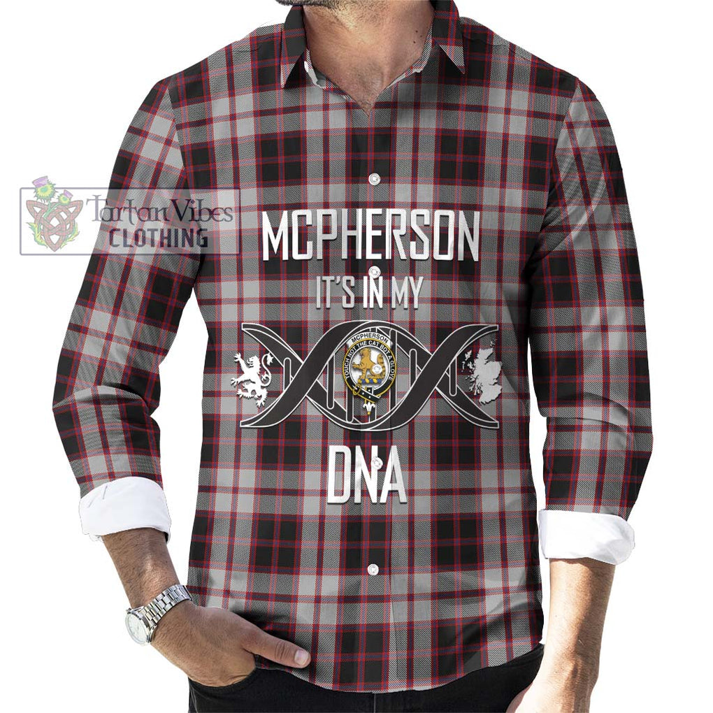 Mcpherson Tartan Long Sleeve Button Shirt with Family Crest DNA In Me Style Men's Shirt S - Tartanvibesclothing Shop