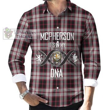 Mcpherson Tartan Long Sleeve Button Shirt with Family Crest DNA In Me Style Men's Shirt S - Tartanvibesclothing Shop