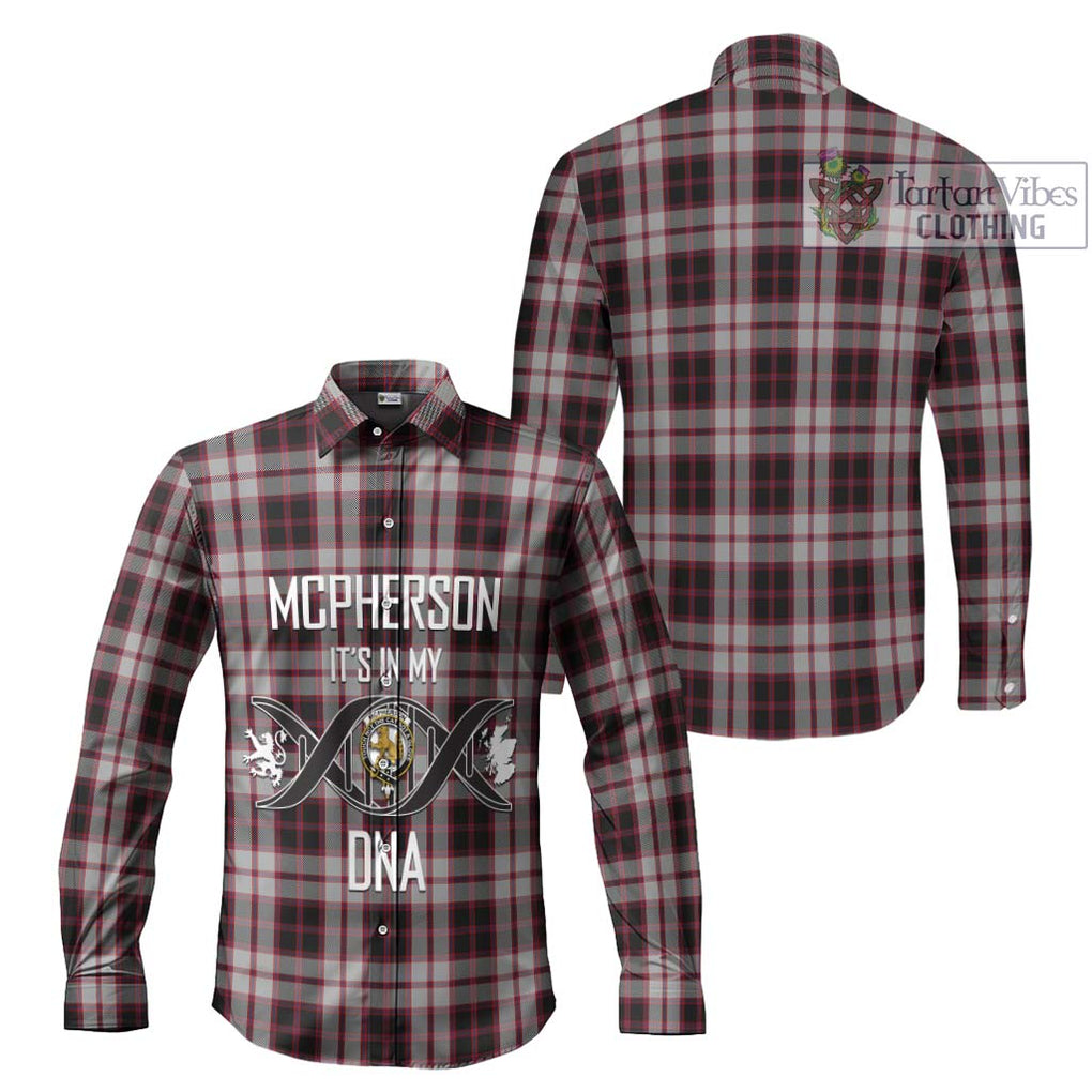 Mcpherson Tartan Long Sleeve Button Shirt with Family Crest DNA In Me Style Men's Shirt - Tartanvibesclothing Shop