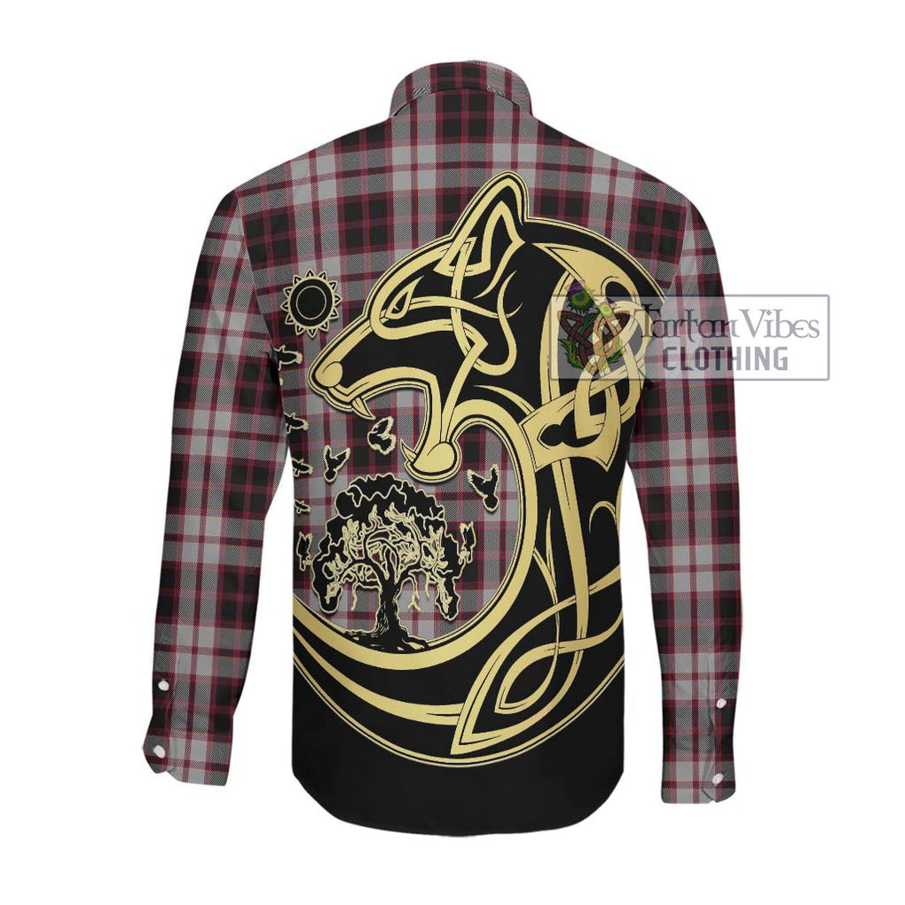 Mcpherson Tartan Long Sleeve Button Shirt with Family Crest Celtic Wolf Style Men's Shirt - Tartan Vibes Clothing