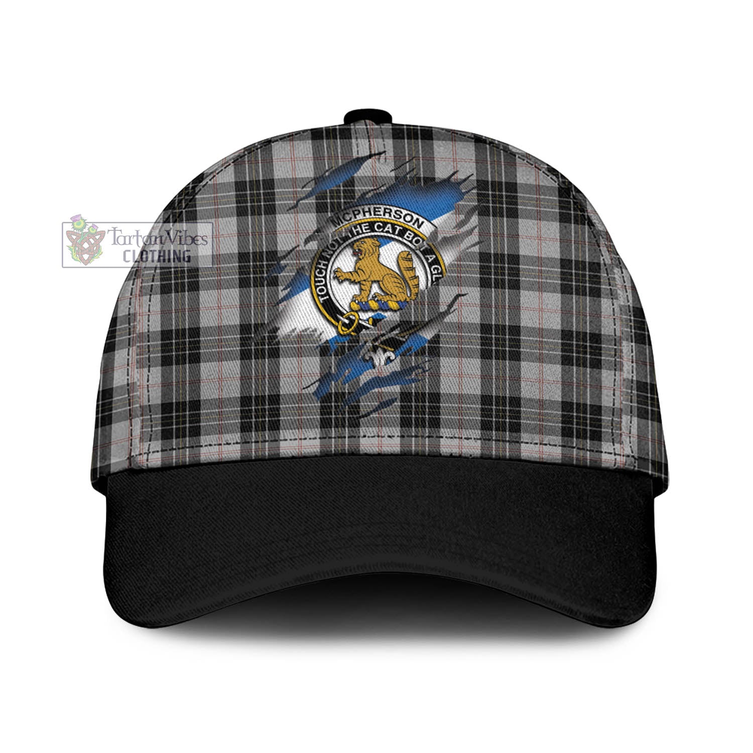 Tartan Vibes Clothing McPherson Dress Tartan Classic Cap with Family Crest In Me Style