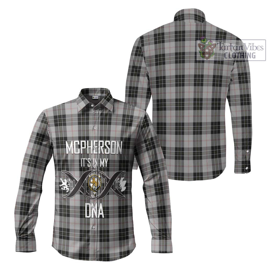 McPherson Dress Tartan Long Sleeve Button Shirt with Family Crest DNA In Me Style Men's Shirt - Tartanvibesclothing Shop