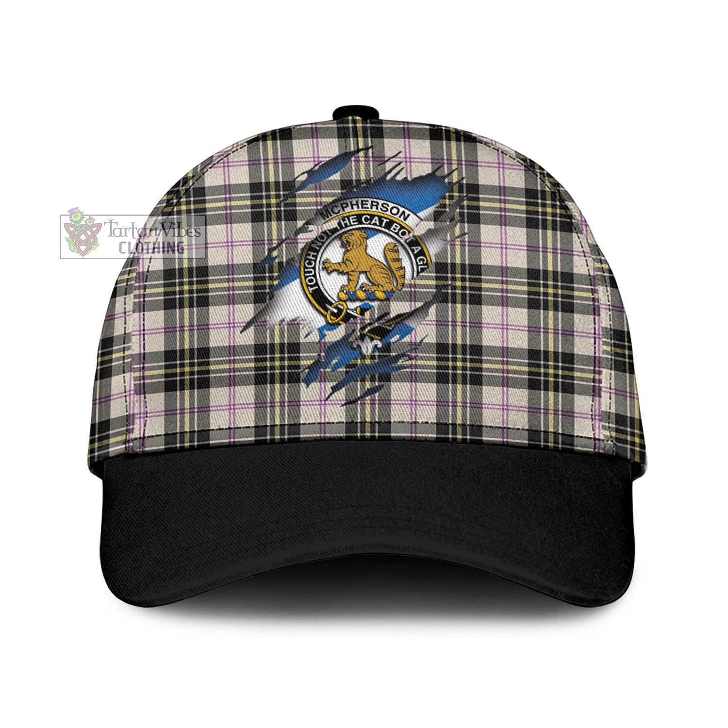 Tartan Vibes Clothing McPherson Dress Ancient Tartan Classic Cap with Family Crest In Me Style