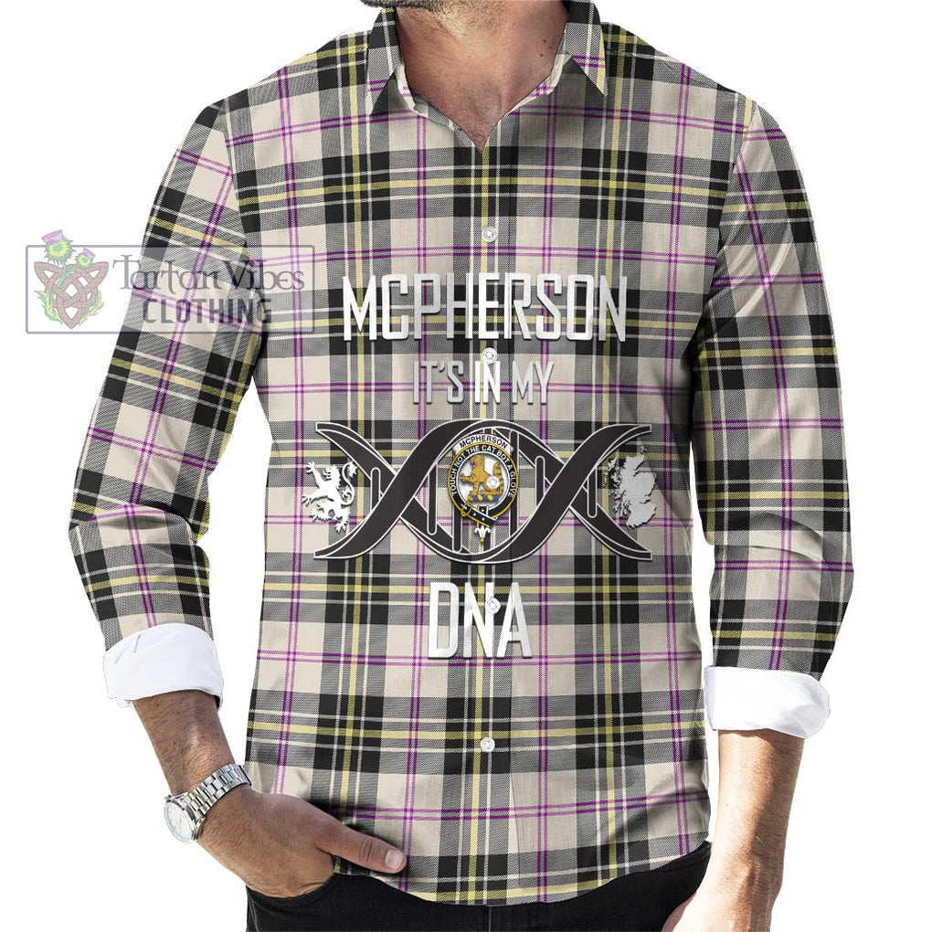 McPherson Dress Ancient Tartan Long Sleeve Button Shirt with Family Crest DNA In Me Style Men's Shirt S - Tartanvibesclothing Shop