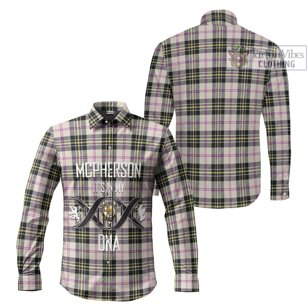 McPherson Dress Ancient Tartan Long Sleeve Button Shirt with Family Crest DNA In Me Style Men's Shirt - Tartanvibesclothing Shop