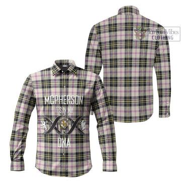McPherson Dress Ancient Tartan Long Sleeve Button Shirt with Family Crest DNA In Me Style Men's Shirt - Tartanvibesclothing Shop