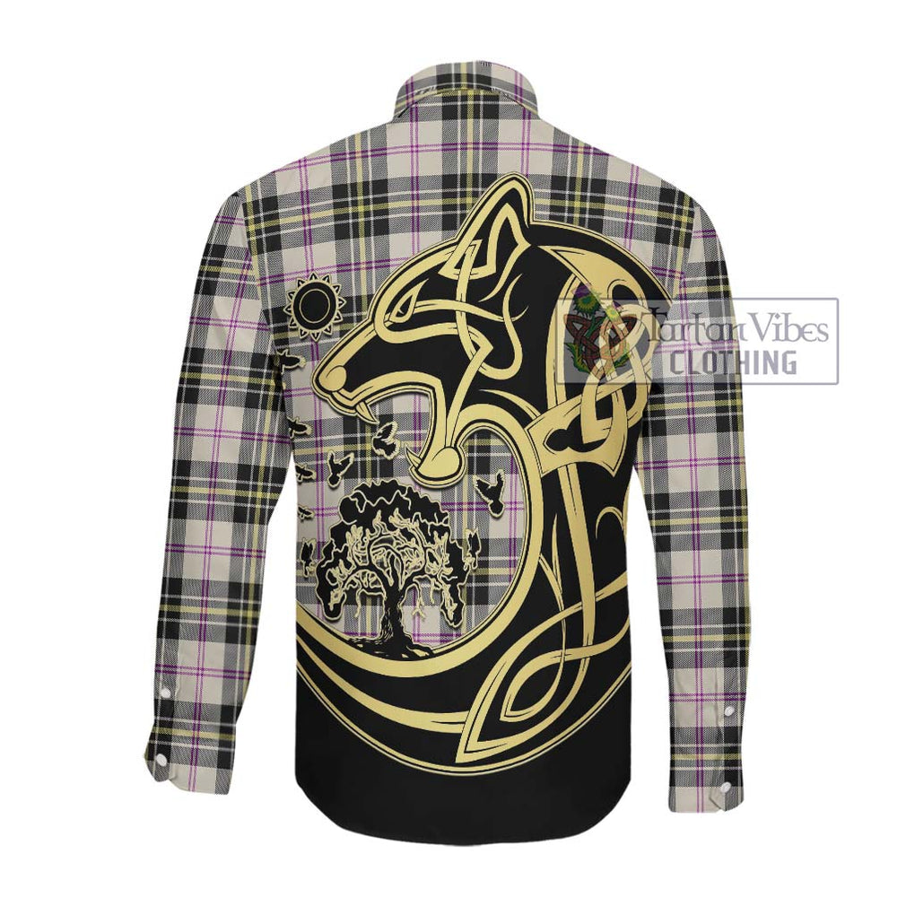 McPherson Dress Ancient Tartan Long Sleeve Button Shirt with Family Crest Celtic Wolf Style Men's Shirt - Tartan Vibes Clothing