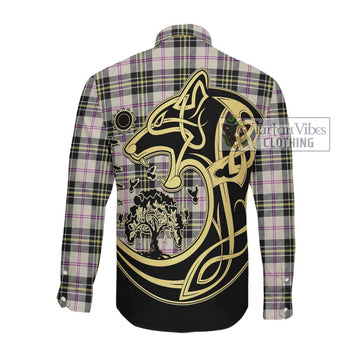 McPherson Dress Ancient Tartan Long Sleeve Button Shirt with Family Crest Celtic Wolf Style Men's Shirt - Tartan Vibes Clothing