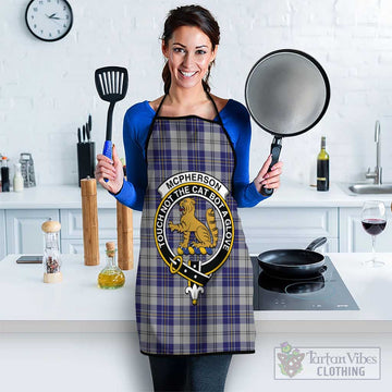 McPherson Dress Blue Tartan Apron with Family Crest Black S 38x47 cm - Tartan Vibes Clothing