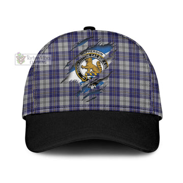 Tartan Vibes Clothing McPherson Dress Blue Tartan Classic Cap with Family Crest In Me Style