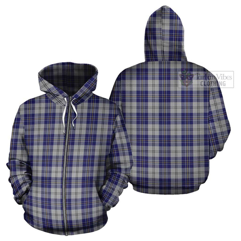 McPherson Dress Blue Tartan Cotton Hoodie Zip Hoodie - Tartan Vibes Clothing