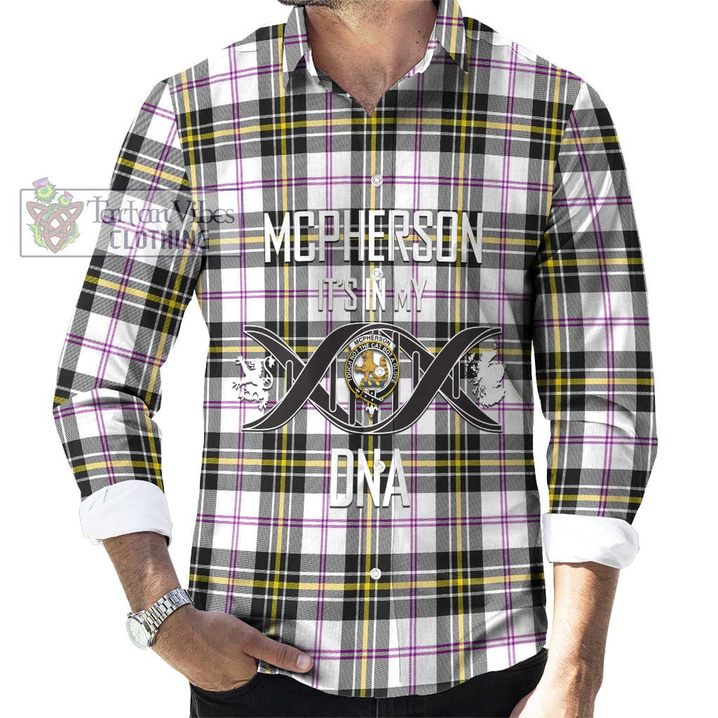 McPherson Dress Modern Tartan Long Sleeve Button Shirt with Family Crest DNA In Me Style Men's Shirt S - Tartanvibesclothing Shop