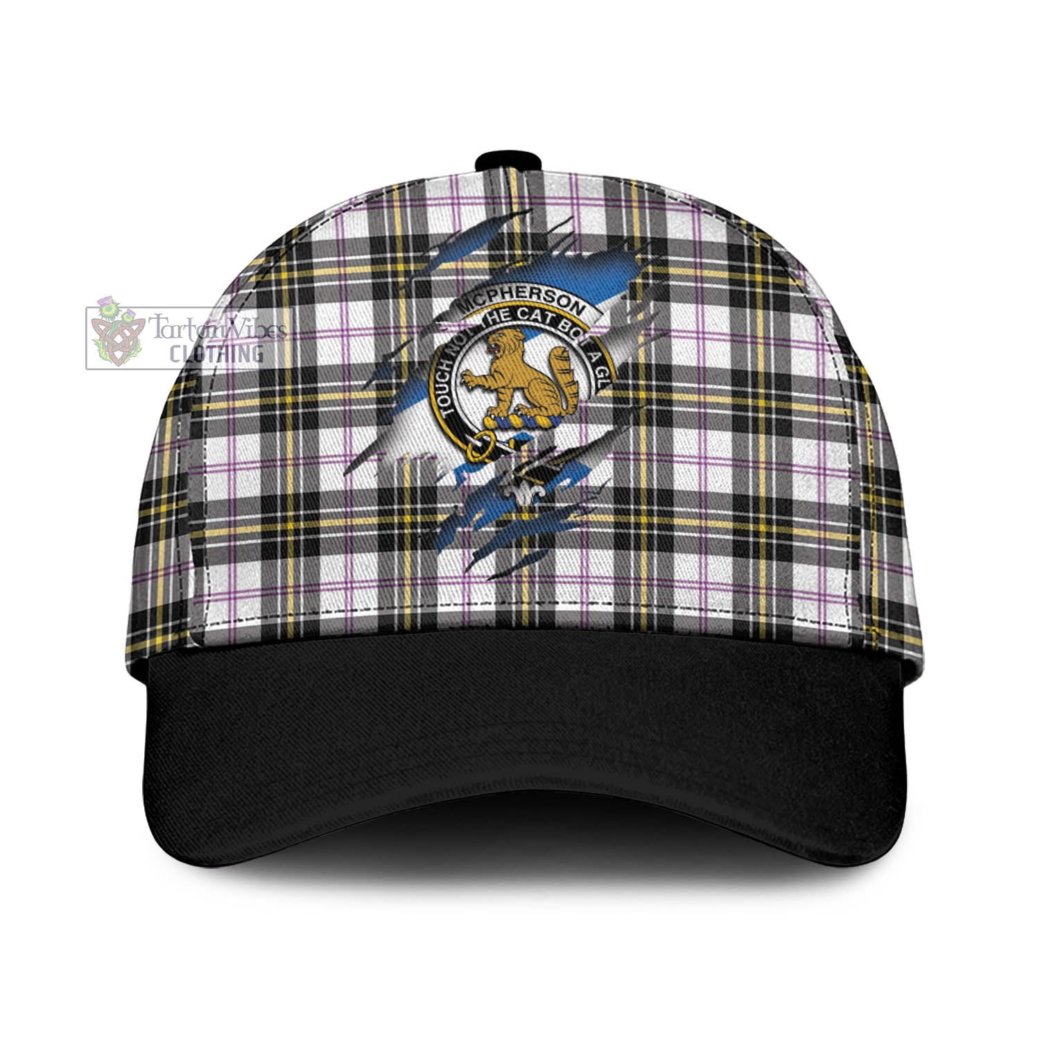 Tartan Vibes Clothing McPherson Dress Modern Tartan Classic Cap with Family Crest In Me Style