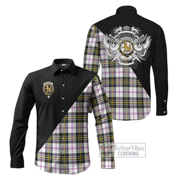 McPherson Dress Modern Tartan Long Sleeve Button Shirt with Family Crest and Military Logo Style Men's Shirt S - Tartanvibesclothing Shop