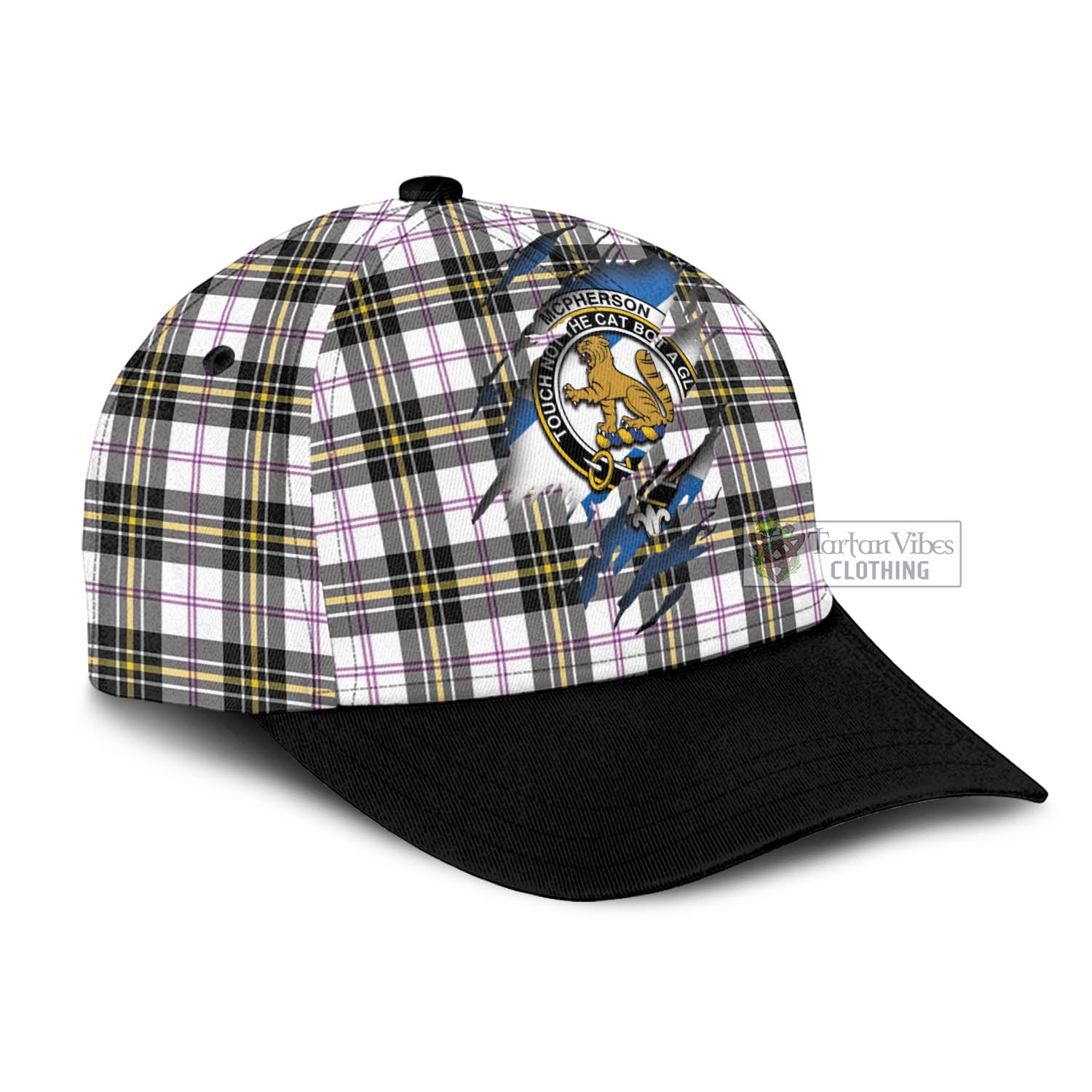 Tartan Vibes Clothing McPherson Dress Modern Tartan Classic Cap with Family Crest In Me Style