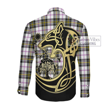 McPherson Dress Modern Tartan Long Sleeve Button Shirt with Family Crest Celtic Wolf Style Men's Shirt - Tartan Vibes Clothing
